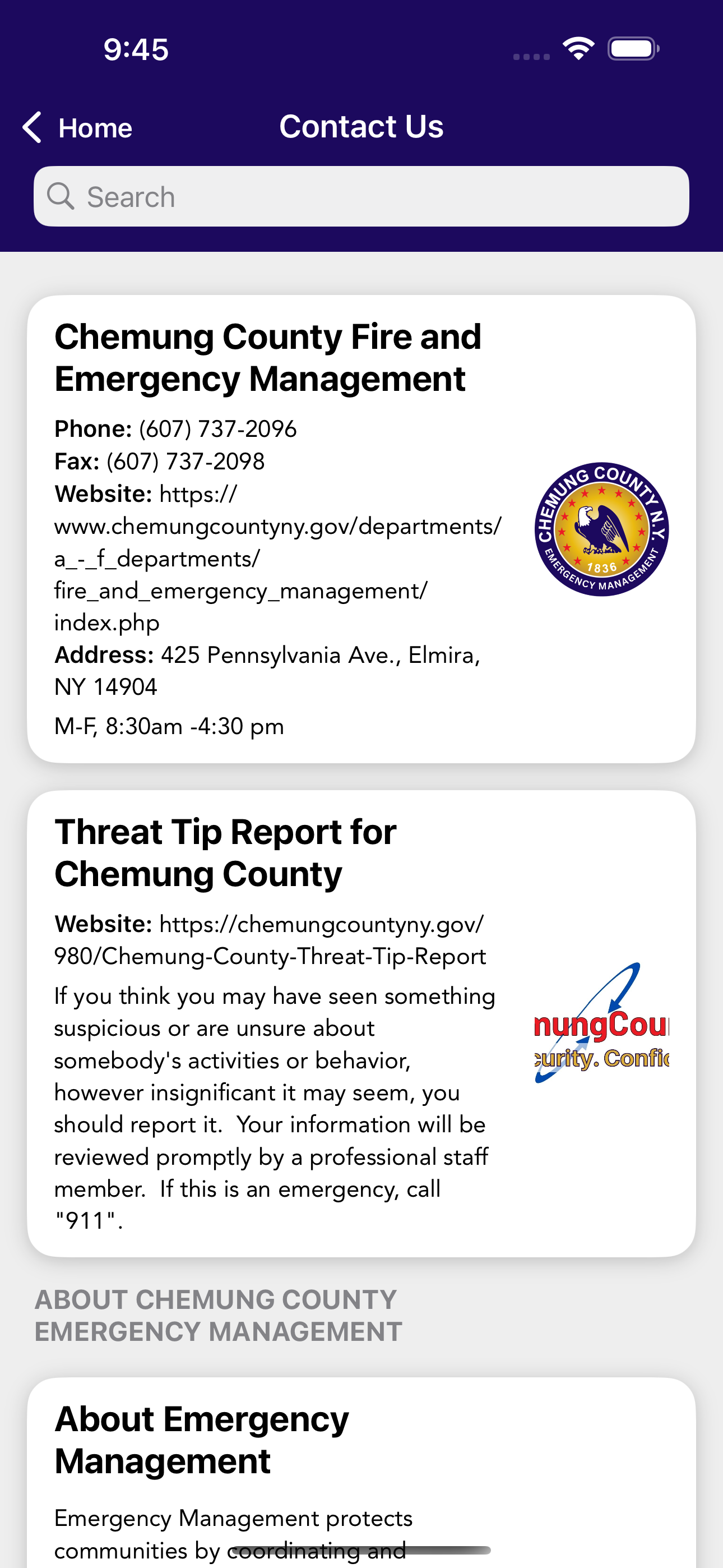 CHEMUNG CO. NY EMO