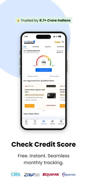 Paisabazaar:Credit Score, Loan iPhone screenshot 2