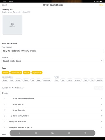 YummJar – Recipe Organizer iPad screenshot
