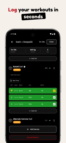 Workout tracking : Justlog Screenshot 3 of 7