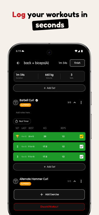 Workout tracking : Justlog Screenshot 3 of 7