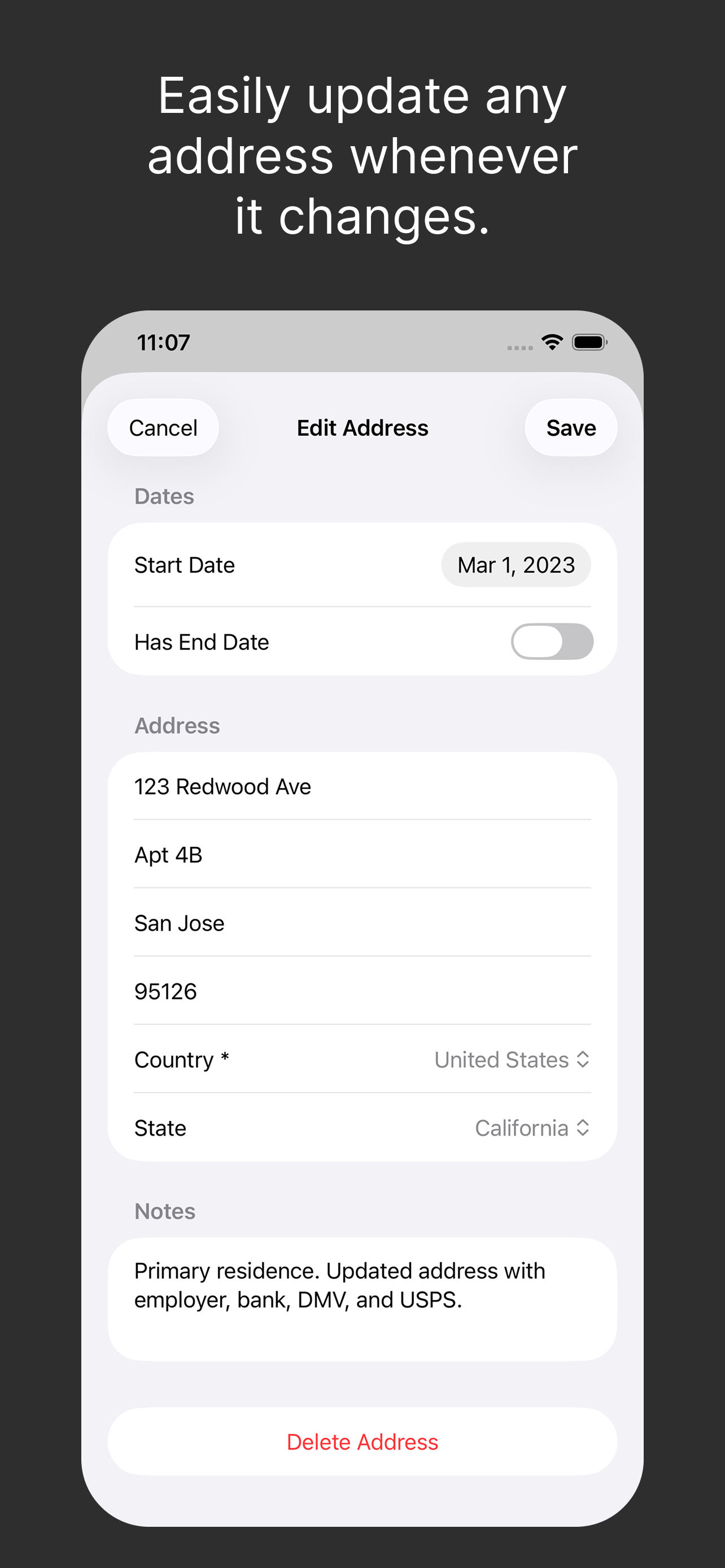 Address Log