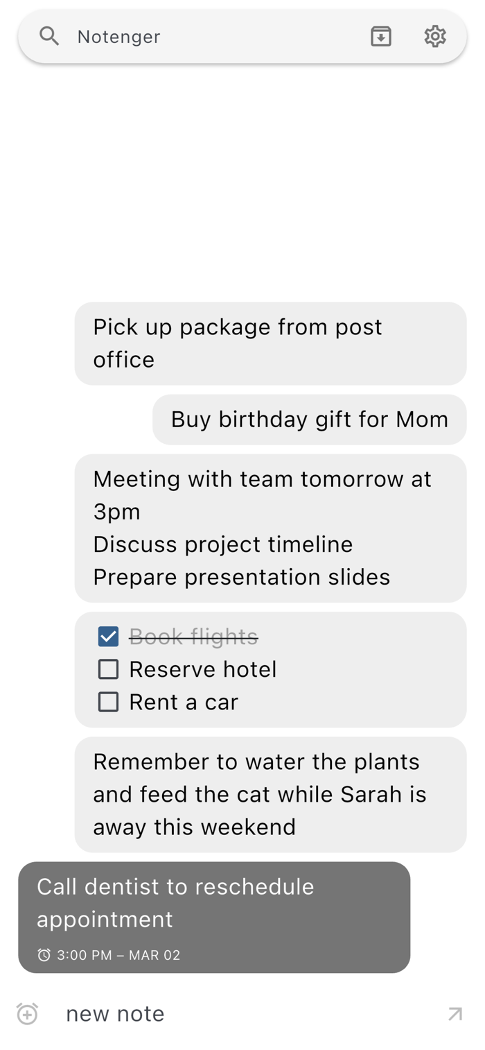 Notenger–fast notes reminders