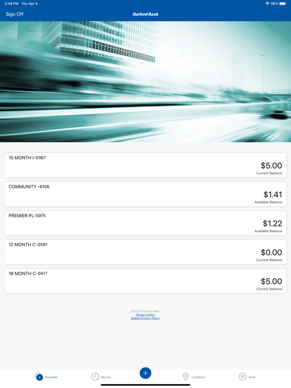 Harford Bank iPad screenshot 2 - Finance app