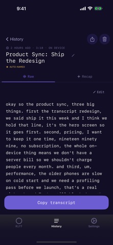 Riff: On-Device AI Voice Notes screenshot