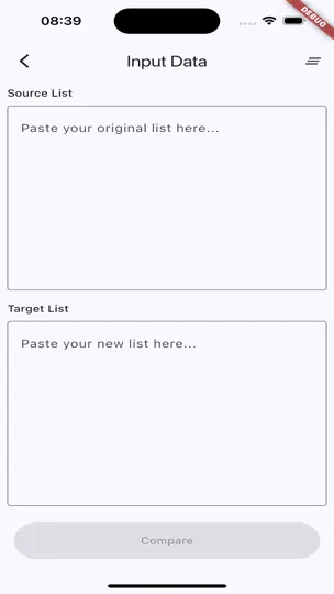 Captura de pantalla de ListDiff Local Compare Tool en iPhone 2