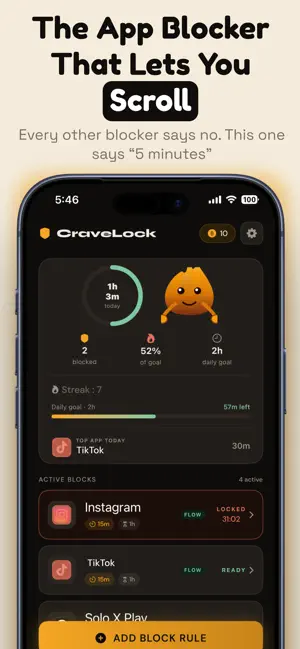CraveLock: Block Apps & Limit screenshot 1
