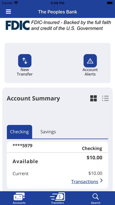 Peoples Bank Mobile Banking Screenshot