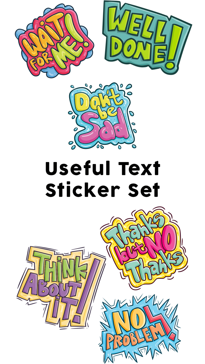 Useful Text Stickers Set