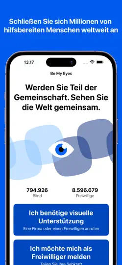 Screenshot von Be My Eyes auf dem iPhone 4
