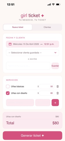 Girl Ticket iPhone screenshot