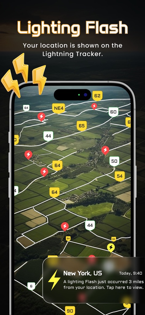 Lightning on Map : LR Tracker - Weather App | MWM