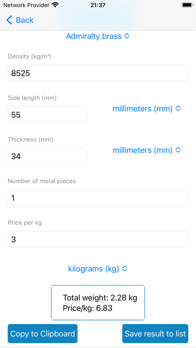 Multi-Metal Weight Estimator
