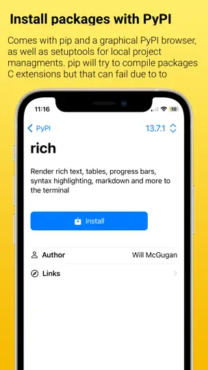Captura de pantalla de Pyto IDE en iPhone 6