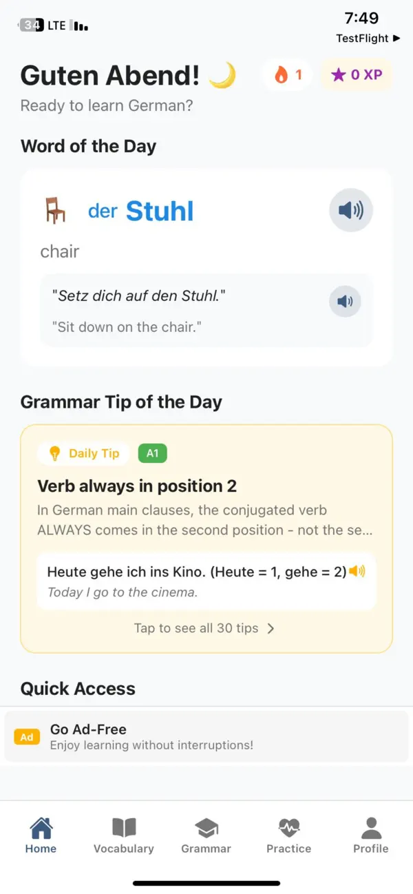 Screenshot #1 pour Easy Deutsch app