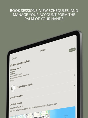Kinona Pilates Studio iPad screenshot