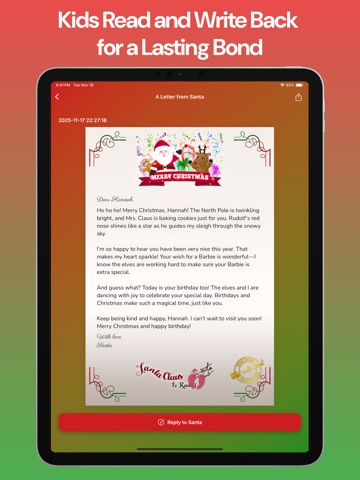 Letter to Santa for Christmas iPad screenshot