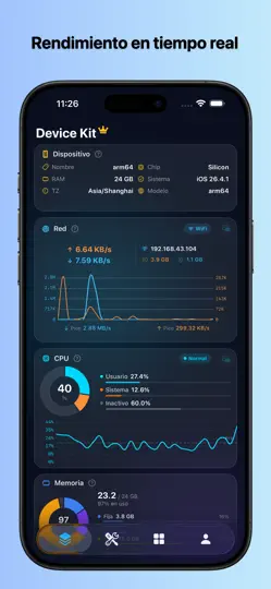 Captura de pantalla de Device Kit: CPU X Monitor en iPhone 1