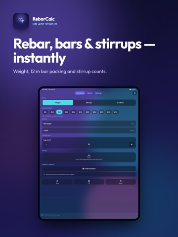 Rebar Weight & Bar Calculator
