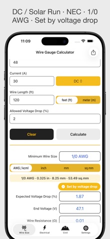 Wire Gauge & Size Calculator iPhone screenshot