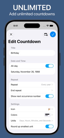 Countdowns: Widgets & Timer iPhone screenshot 3