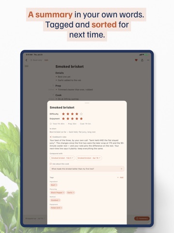 Cookback: Cooking Journal iPad screenshot