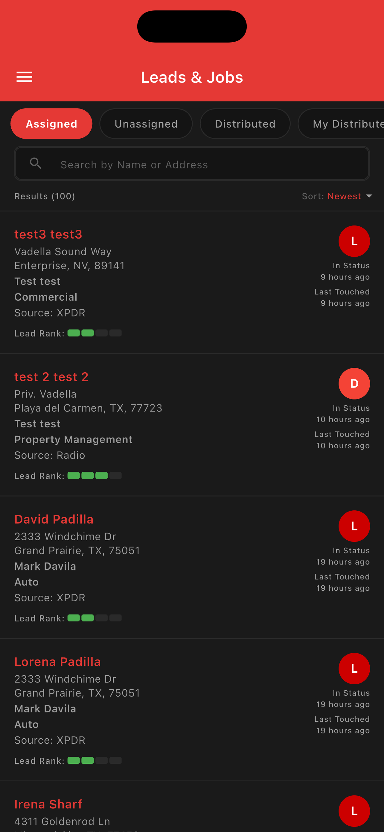 X Roofing Sales CRM screenshot 2