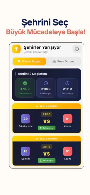 Şehirler Yarışıyor: Canlı Quiz screenshot 1