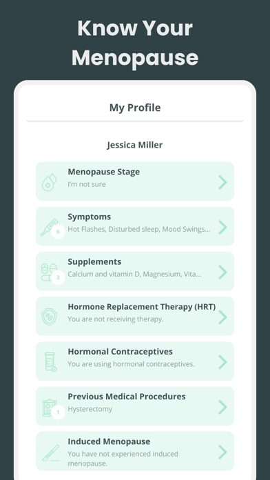 Menopause Tracker Health Guide Screenshot