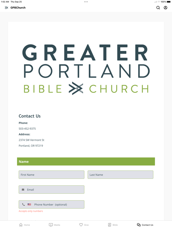 Greater Portland Bible Church iPad screenshot 3 - Education app