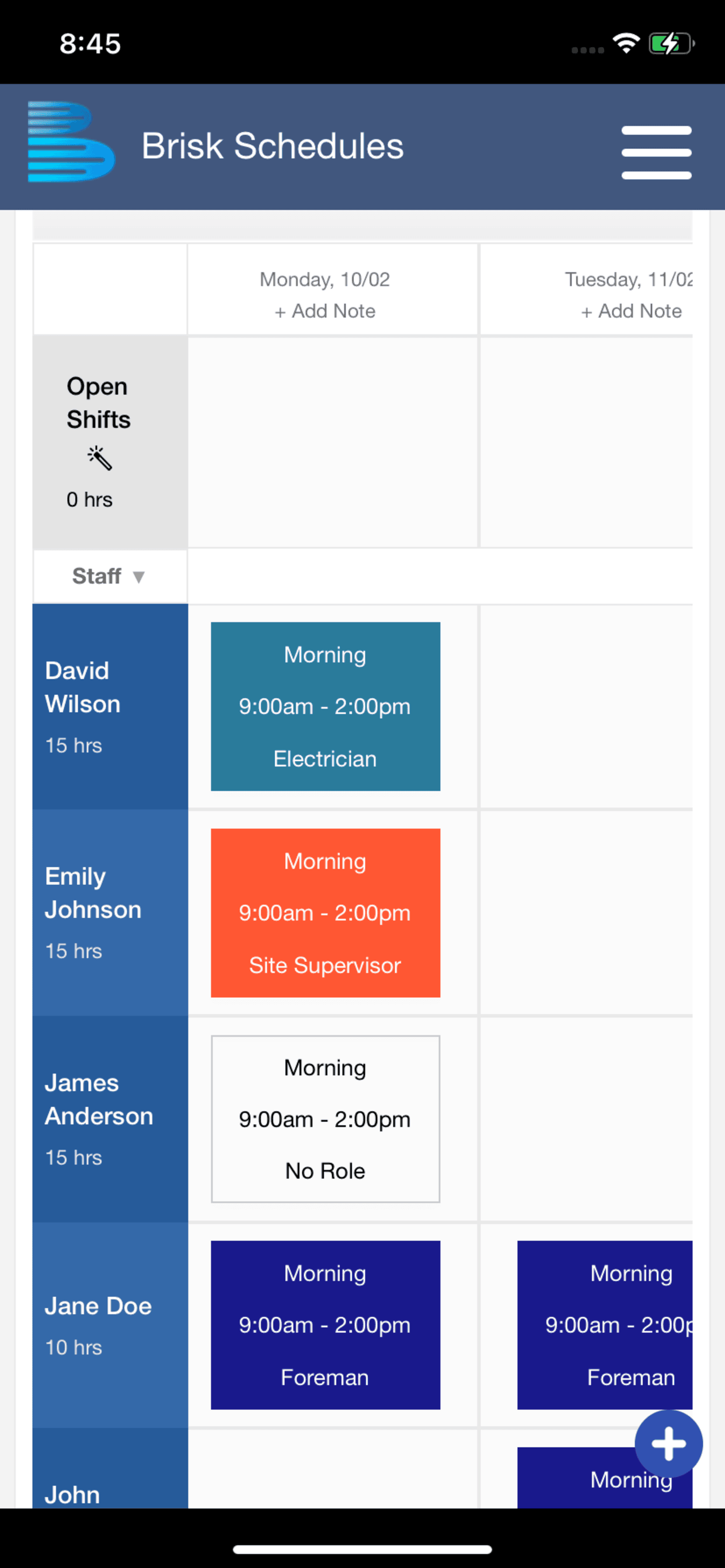 Brisk Schedules