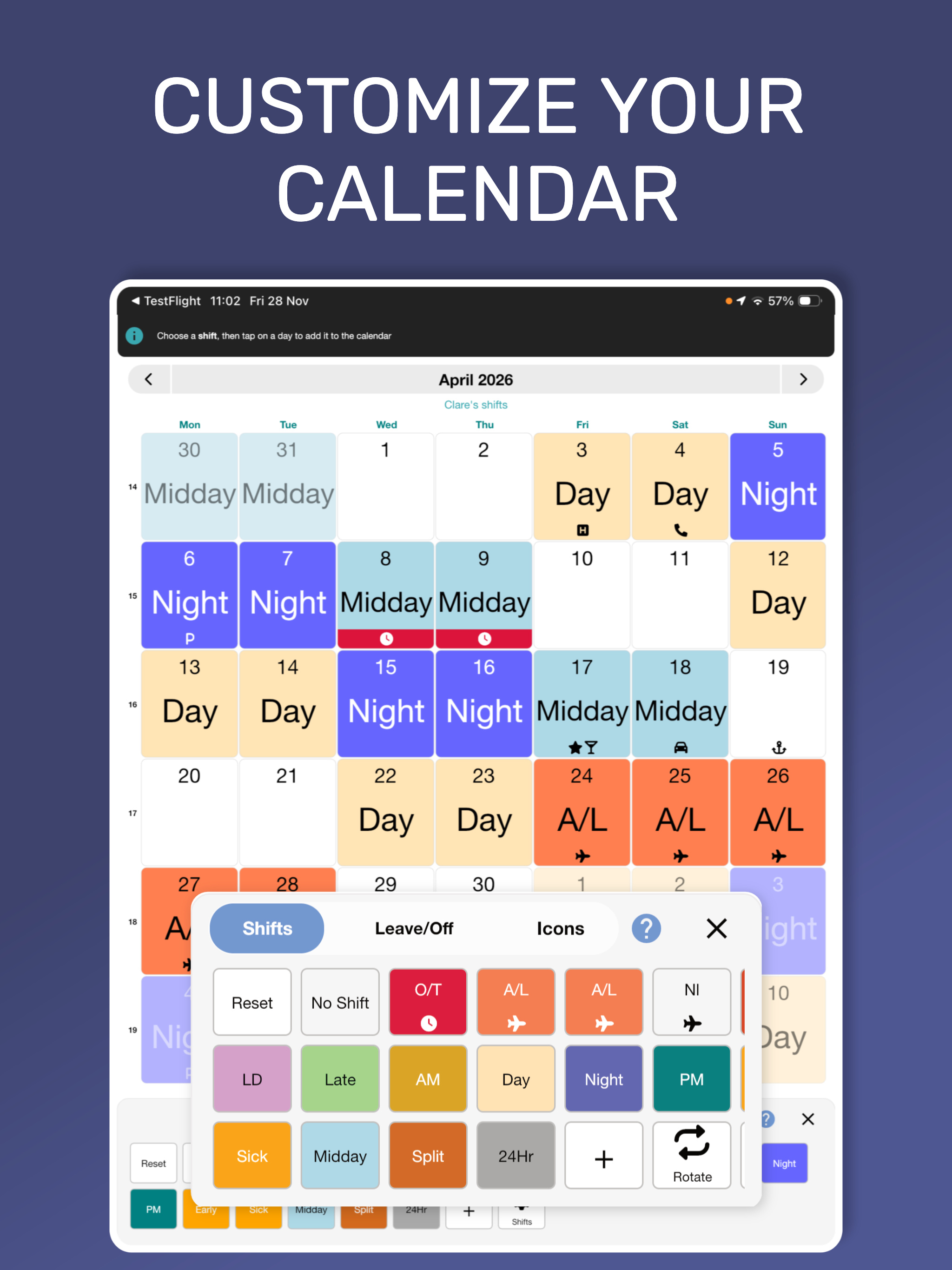 My Shift Planner - Calendar
