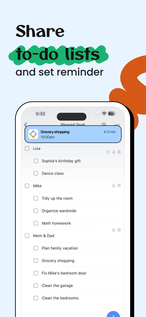 Shared Family Calendar: FamCal - 家族間で共有可能なタスクリストと、予定されているタスクの通知リマインダー機能により、重要な用事を見逃すことなく家族全員で進捗を共有できます。