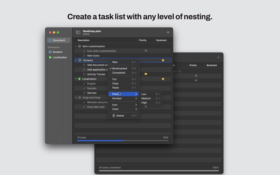 #1. Plan: Nested List, Outliner (macOS) Podle: Anton Cherkasov