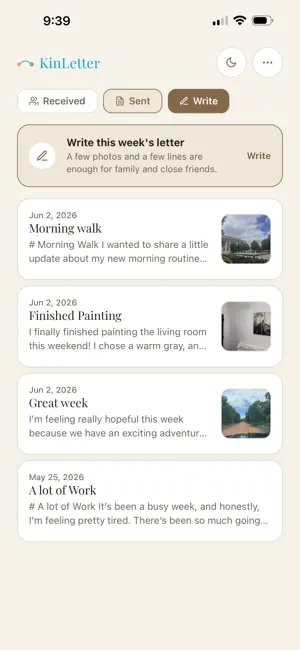 KinLetter screenshot 1
