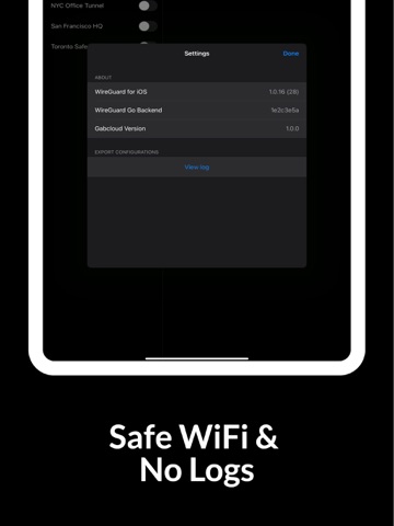 Gabcloud: WireGuard VPN iPad screenshot