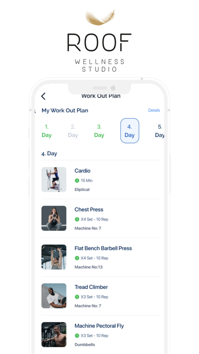 ROOF WELLNESS STUDIO app screenshot