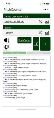 PitchCounter - HardingApps iPhone screenshot