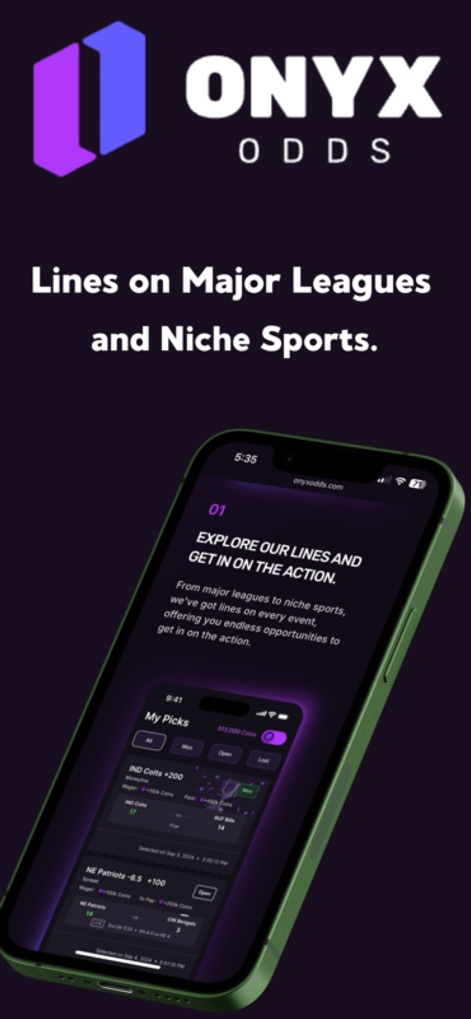 Onyx - Sports Picks - The app provides extensive sports lines, visible within the "My Picks" section on the device, inviting users to explore and engage with diverse events.