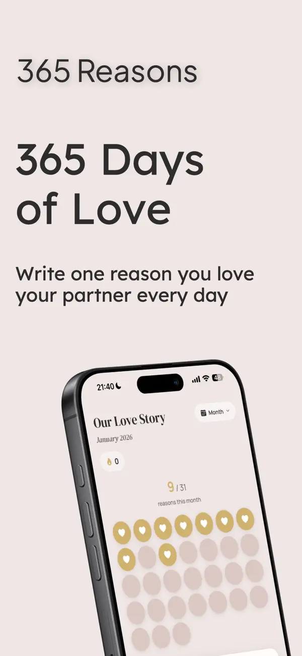Screenshot #1 pour Couple Tracker: 365 Reasons