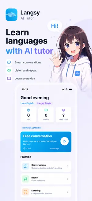 Langsy: AI language teacher screenshot 1