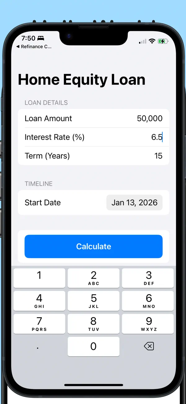 Screenshot #1 pour Home Equity Loan Calculator