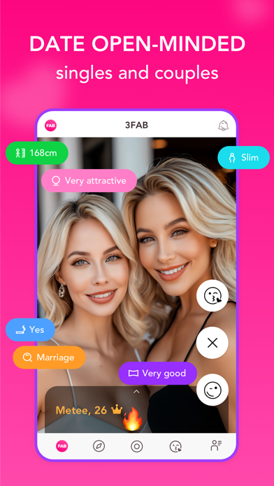 3Fab: Couples & Singles Dating iPhone screenshot 2 - Social Networking app