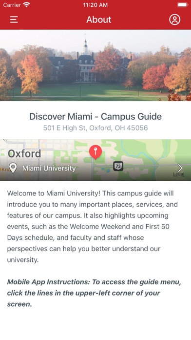 Miami University Events Screenshot