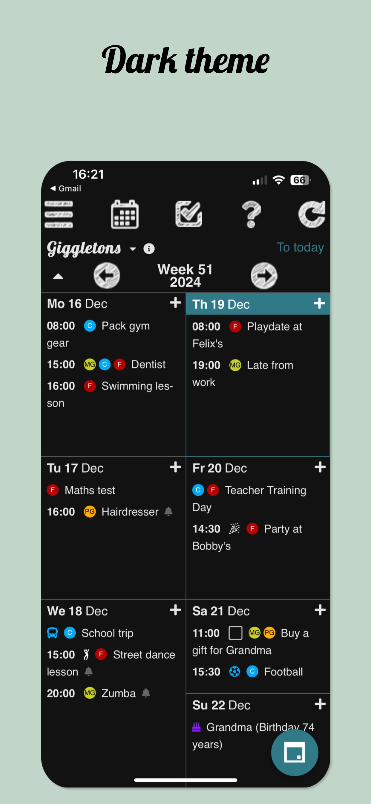 Klender, family calendar