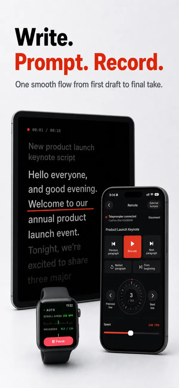 Screenshot #1 pour CueFlow - Voice Teleprompter