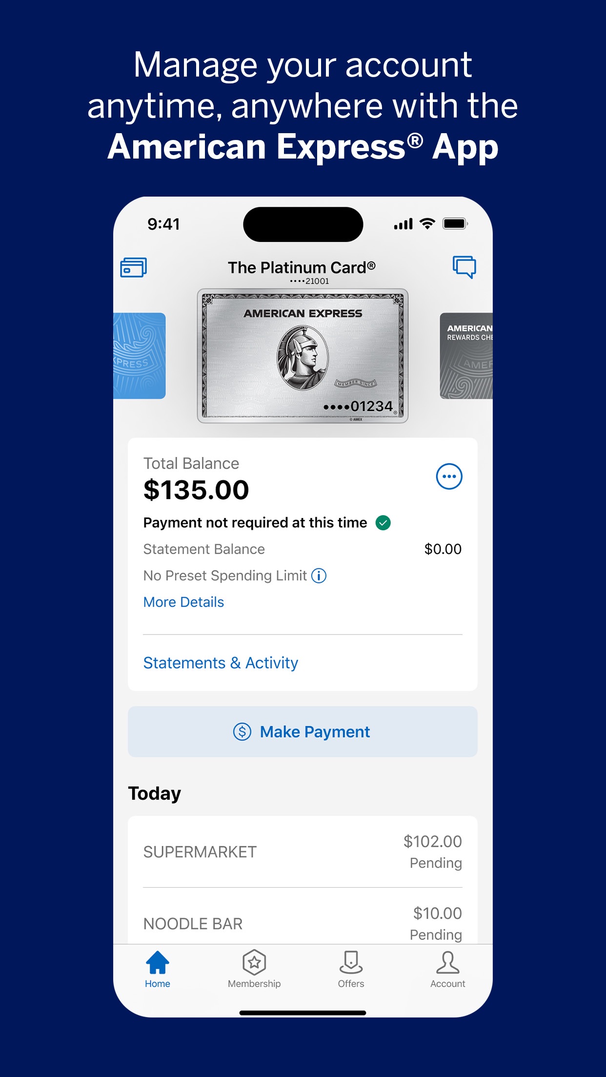 Amex screenshot 1