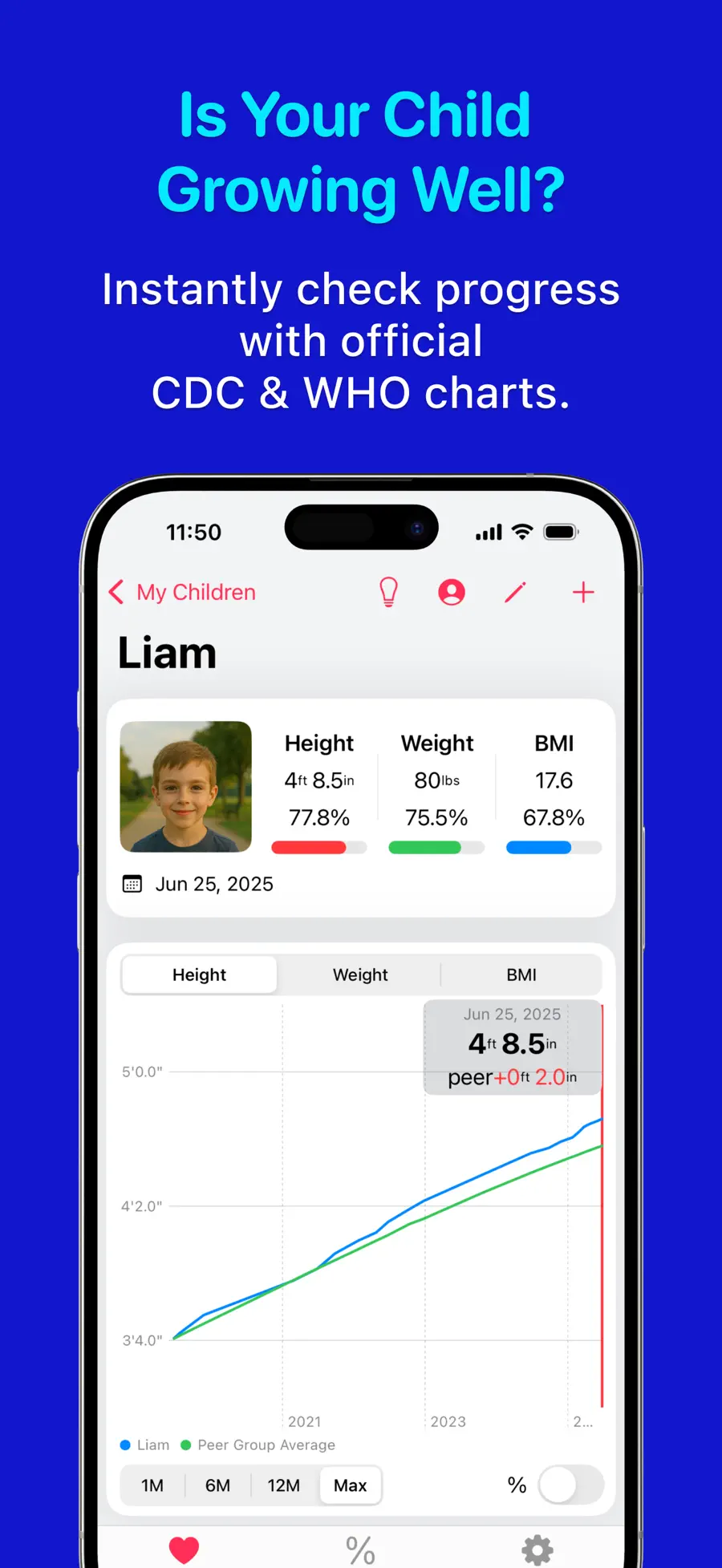 Growth Charts: baby & child screenshot 1