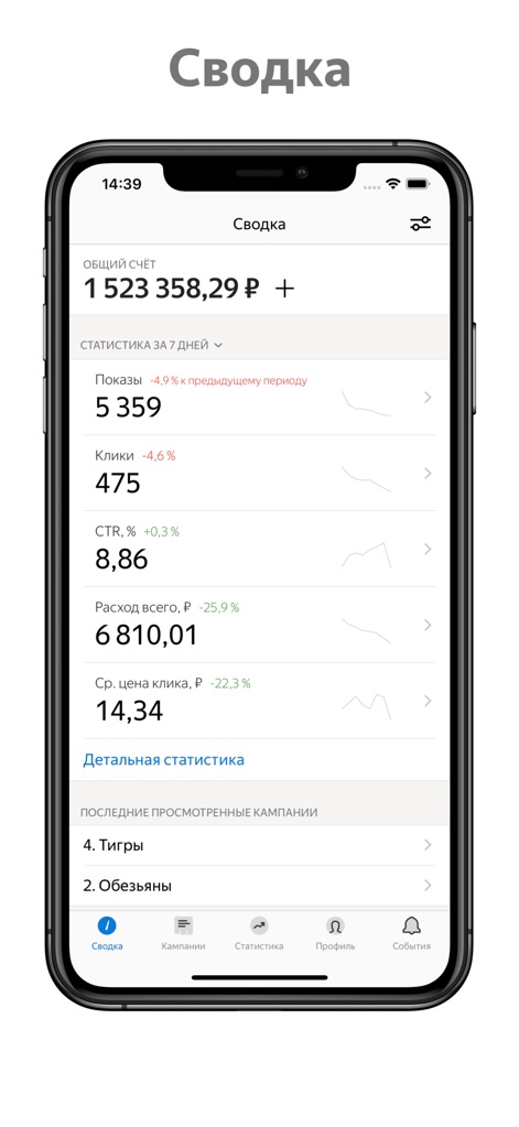 Ads Manager 2024 - Questa schermata offre una visione complessiva delle performance, mostrando il "Conto Totale" attuale e un riepilogo dettagliato di metriche cruciali come "Impressioni" e "Clic" con i rispettivi andamenti.