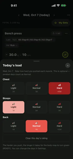 Muscle Radar: Gym Recovery Log screenshot 3